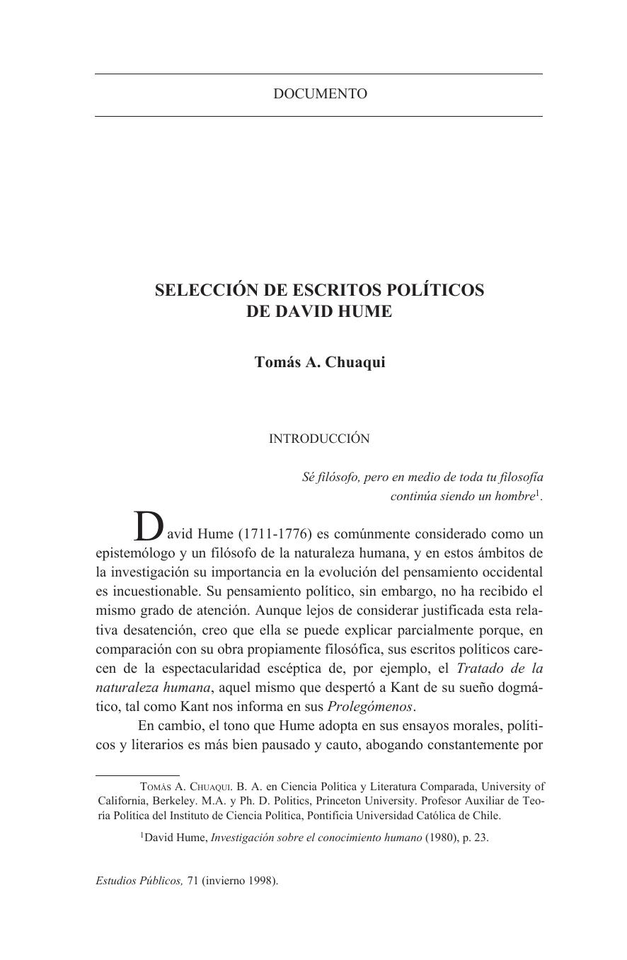 Selección de escritos políticos de David Hume